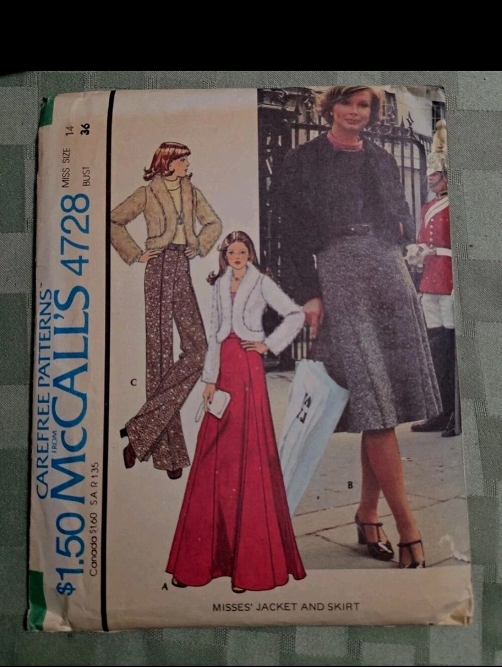 McCall’s 4728 Vintage 1970s Maxi‎ Skirt Jacket Pattern UNCUT Misses 14